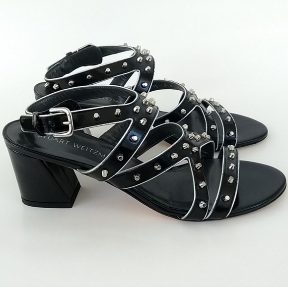Stuart Weitzman Shoes - Stuart Weitzman Patent Studded Sandals - Size 9